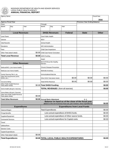 annual financial report template pdf